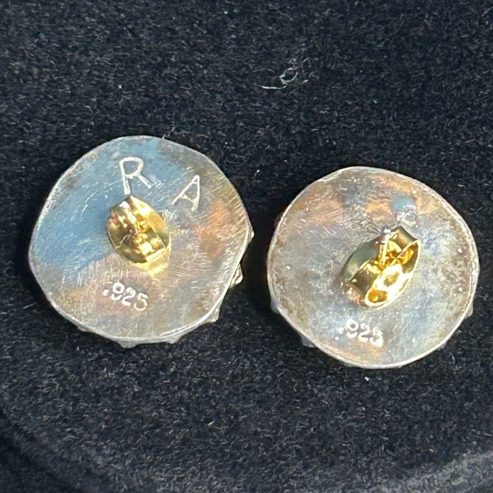 Vintage Mother of Pearl Silver Earrings - Picture 3 of 5